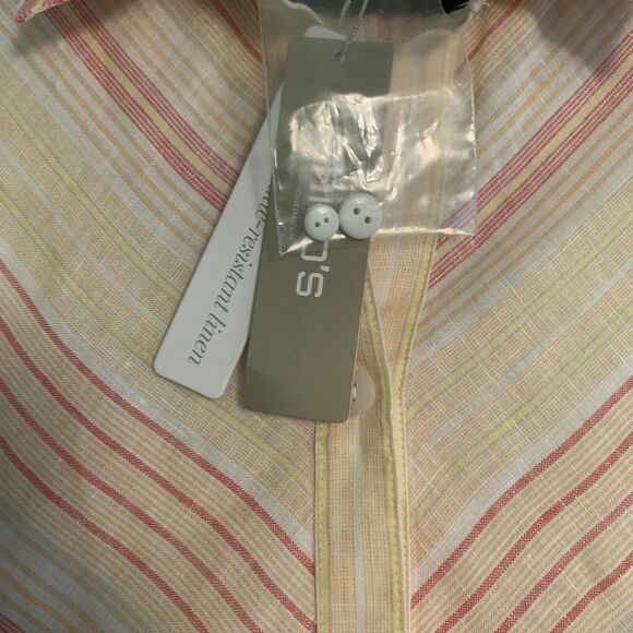 Chicos Womens 2 Large Blouse 100% Linen Button Up Tunic Blouse No Iron 3/4 NWT - Picture 3 of 6